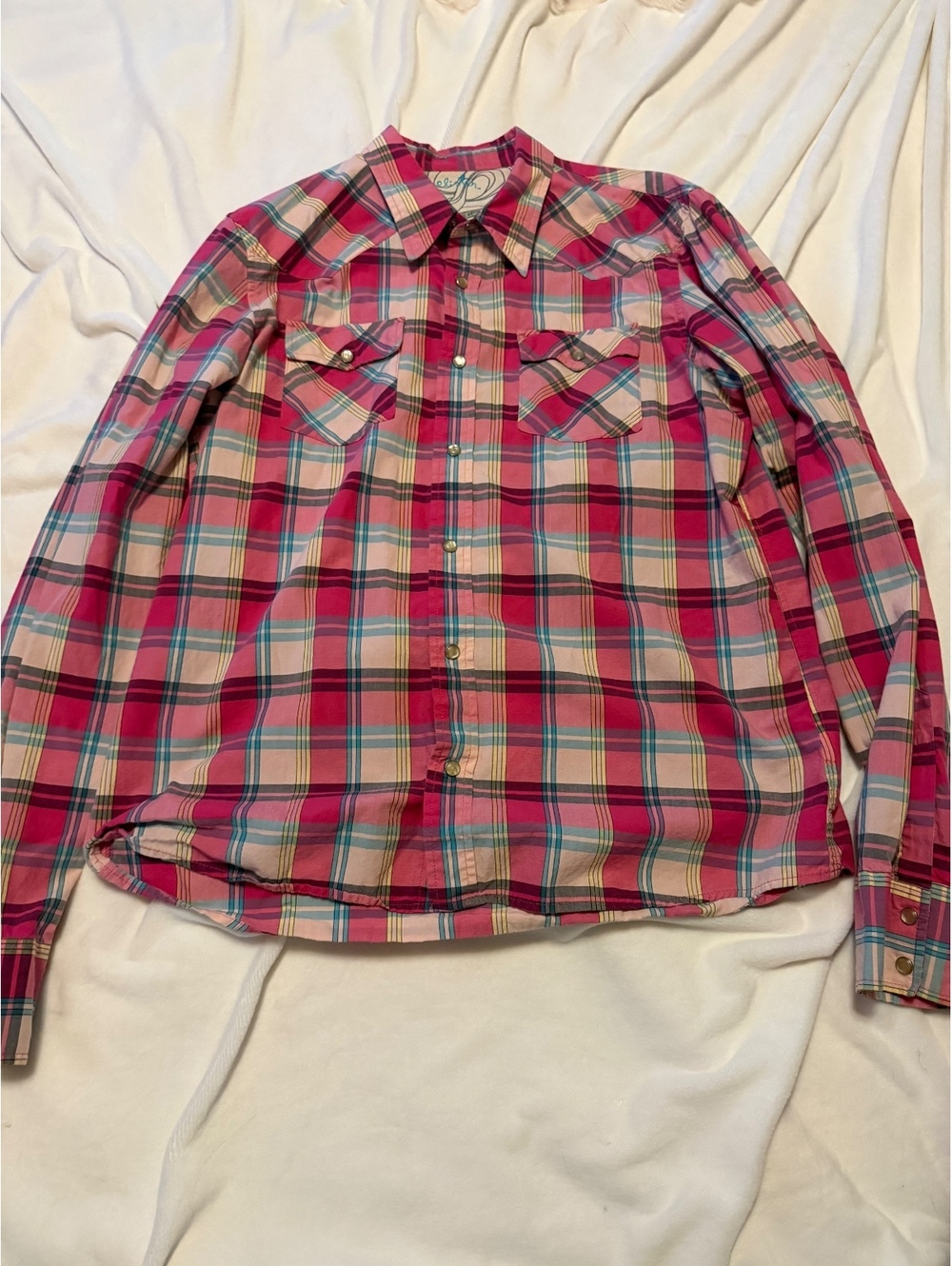 Vintage Hollister Large Pink Plaid Button-Up Shirt